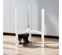 Elevated Dog Cat Bowl Stand 40cm, Metal Raised Dogs Cats Food Water Bowls Holder, Adjustable Wide 22cm, 26cm, 30cm, Portable Dog Cat Feede Shelf - White