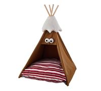 Elevated Dog Tent, Small Dog Bed with Pad, Portable Wooden Cat Tunnel and House, Dog Beds for Indoor Pets, Comfortable Home for Cats and Small Dogs (Gray, M)