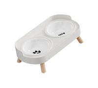 Elevated Double Bowl Pet Feeder with Ceramic Double Bowl Feeder for Dishwasher Safe Pet Food Water Bowls Easy to Clean