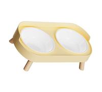 Elevated Double Cats Bowls Raised Double Compartment Pet Dish Set Spill Base & Ergonomic Height For Cats Dog Feeding Elevated Pet Dishes Set