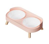 Elevated Double Cats Bowls Raised Double Compartment Pet Dish Set Spill Base & Ergonomic Height For Cats Dog Feeding Elevated Pet Dishes Set