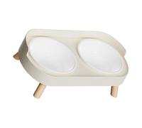 Elevated Double Cats Bowls Raised Double Compartment Pet Dish Set Spill Base & Ergonomic Height For Cats Dog Feeding Elevated Pet Dishes Set