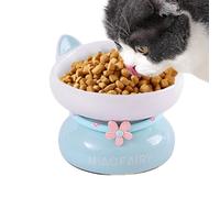 Elevated Feline Feeder - 15.5x15.5x13cm 800g Scratch-Resistant Ceramic, Ergonomic High Station Pet Dish, Heavy Non-Slip Base | Aesthetic Modern Cat Bowl Whisker Friendly Vomiting Prevention Gear