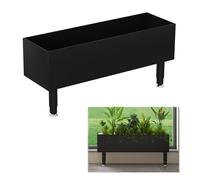 Elevated Metal Planter Box with Adjustable Legs Stylish Rectangular Raised Flower Trough for 8-20CM Window SillsLarge Garden Planter (Black 80cm)