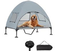 Elevated Outdoor Dog Bed with Canopy, Cooling Raised Pet Cot Bed with Removable Shade, Portable Pet Bed Cot with 360° Adjustable & Non-Slip Feet, Dog Tent Bed for Large Dogs Camping, Indoor & Outdoor