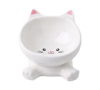 Elevated Pet Bowls - Angled Ceramic Dish Rack, Splashproof Serving Plate, Elevated Feeding Solution for Cat Puppies, Hydration, Meals, Apartment, City, Re