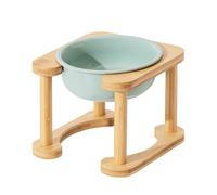 Elevated Pet Dining Table with Wooden Stand, Ceramic Bowls, Non-Slip Design, Easy to Clean, Perfect for Dogs and Cats, Single/Double Bowl Options