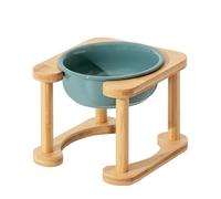 Elevated Pet Dining Table with Wooden Stand, Ceramic Bowls, Non-Slip Design, Easy to Clean, Perfect for Dogs and Cats, Single/Double Bowl Options