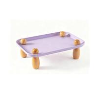 Elevated Pet Feeding Tray With Wooden Legs, Anti-Spill Cat Food Bowl Stand, 2 Sizes Non-Slip Raised Feeder For Small Dogs & Cats (Bowls Not Included)(Purple,9.4" x 6.7")