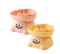 Elevated Pet Slow Feeder Bowl, Cloud-Shaped Design with Cartoon Eyes, Non-Slip Base, Detachable,Feeding Bowls For Dry And Wet Food, Available in Green, Pink, Yellow,178g (Yellow+Pink)