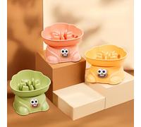 Elevated Pet Slow Feeder Bowl, Cloud-Shaped Design with Cartoon Eyes, Non-Slip Base, Detachable,Feeding Bowls For Dry And Wet Food, Available in Green, Pink, Yellow,178g (Green)
