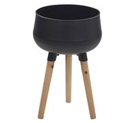 Beliani Elevated Plant Pot Agros Metal 30cm Black, Black