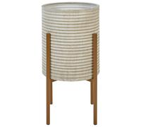 Beliani Elevated Plant Pot Alpinus Metal 31 Cm Taupe