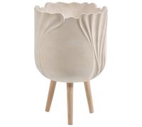 Beliani Elevated Plant Pot Arpone 36 Cm Light Beige