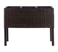 Elevated Plant Pot CARAGANA 77 cm PE Rattan Dark Brown