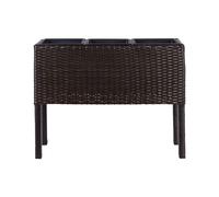 Elevated Plant Pot CARAGANA PE Rattan Dark Brown