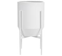 Beliani Elevated Plant Pot Hybridum 33 Cm Metal White