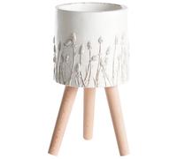 Beliani Elevated Plant Pot Janina 24cm Off-White, White