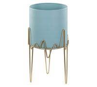 Beliani Elevated Plant Pot Kalandra Metal 19cm Light Blue, Blue