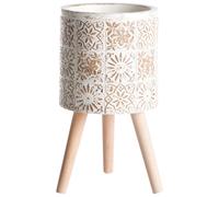 Beliani Elevated Plant Pot Karistos 36cm Off-White, White