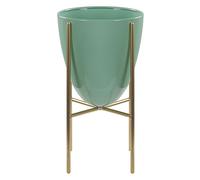 Beliani Elevated Plant Pot Lefki Metal 16cm Mint Green, Green