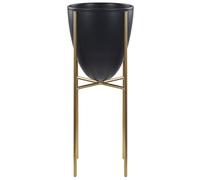 Beliani Elevated Plant Pot Lefki Metal 16 Cm Black