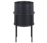 Beliani Elevated Plant Pot Milea Metal 16cm Black, Black