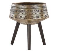 Beliani Industrial Large Tall Planter Concrete Wooden Stand Plastic Insert Grey Drimos