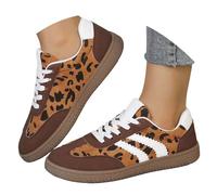 Elevated Platform Sneakers Fashion Animal Print Lace Up Comfort Walking Shoes Non Slip Lightweight Everyday Wear Durable Design for Women (Brown, 4)