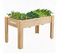 Elevated Raised Garden Bed Planter Box with Legs, Wooden - Divider - n | non-Woven Liner - Tool Hooks, 300 lb Capacity, for Vegetables Herbs Flowers, 72 x 23 x 30 in