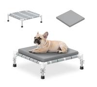 Elevated Raised Outdoor Dog Bed - Cooling Lifted Outside Dogs Bed with Cushion Mat Dog Hammock Bed with Stainless Steel Frame Portable Puppy Pet Bed for Indoor & Outdoor (S: 20" x 20" x 8")
