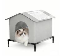 Elevated Self-heating Outdoor Cat House Windproof and Waterproof with Soft, Cosy Padding Washable and Accommodates Multiple Cats,A Sanctuary for Stray Cats