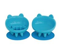 Elevated Slow Feeder Cat Bowls, Anti-Vomit Slanted Bowl with Non-Slip Mat, Whisker Friendly Cat Food Dish. (Blue)