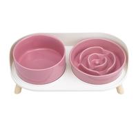 Elevated Slow Feeder Dog Bowls - Slow Down Dog Food Bowl with Dog Water Bowl Combo Pack - Raised Ceramic Dog Bowl Set with Anti-Slip Stand - Fun Maze Pet Feeding Dishes for Small and Medium Sized Dogs