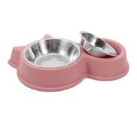 Elevated Stainless Steel PET Bowl with Stand for Puppies | Pink PVC Stand, Non Tip Stability, Food and Water Pairing, Sleek Modern Design for Multi PET Homes