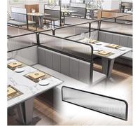 Elevated Striped Glass Partition for Restaurants & HotelsShort Countertop HalfWall Screen 30x110cm Stylish Divider for Hotpot Dining & Open Spaces (Black)