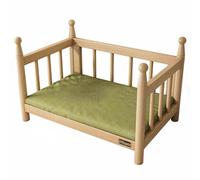 Elevated Wooden Dog Bed & Cat Bed with Cushion, All-Season Pet Bed for Small to Large Pets, 30.3x19.6 inches, Comfortable & Durable Design