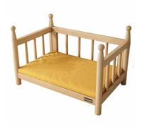 Elevated Wooden Dog Bed & Cat Bed with Cushion, All-Season Pet Bed for Small to Large Pets, 30.3x19.6 inches, Comfortable & Durable Design