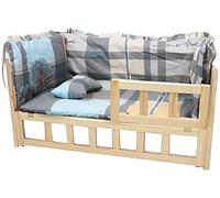 Elevated Wooden Dog Bed with Rails, Mat, and Pillow - Easy to Install for Large, Medium, and Small Pets