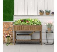 Outsunny Wooden Herb Planter Stand 8 Cubes Bottom Shelf Raised Bed Brown