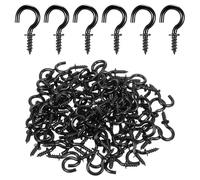 ElevateTech 1/2 Inch Small Screw Hooks, 100 Pcs Black Ceiling Hooks Metal Screw-in Cup Hook Mini Twist-in Hook for Jewelry Crafts Keys Caps Cups Light Decor, Indoor & Outdoor Use, Black