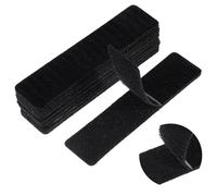 ElevateTech 16 Sets Hook and Loop Strips Square Double Sided Tape Self Adhesive Strips Heavy Duty Tape Sticky Nylon Strip Fastener Home Office Indoor Outdoor (Black 4 × 1 Inch)