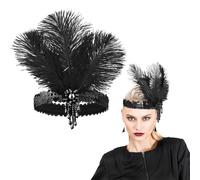 ElevateTech 1920s Flapper Feather Headband, Roaring 20s Flapper Headpiece Fashion Sequins Feather Hair Headbands for Women Gatsby Costume Prom Halloween Carnival Party Hair Accessories