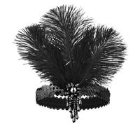 ElevateTech 1920s Flapper Headpiece, Black Feather Headband Bling Rhinestone 1920s Feather Headwear Roaring 20s Gatsby Themes Beaded Hair Accessories for Women Costume Prom Halloween Party Decoration