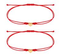ElevateTech 2 Pcs Red String Bracelet for Women Red String Bracelets Jewelry for Good Fortune Protect Matching Heart Friendship Bracelets for Friends Mother Daughter Couples Valentine's Day