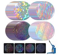 ElevateTech 200pcs Badge Protective Film Button Maker Supplies 4 Styles | 70mm(2.76in) Badge Film for 2.25 Inch 58mm Button Maker Machine, Holographic Protective Film for Button Making, Glitter Films