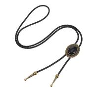 ElevateTech 2Pcs Bolo Tie for Men Necktie Accessories Round Shape Western Cowboy Bola Bolero Tie Supplies Western Jewelry Handmade With Alloy Black Turquoise Cowboy Birthday (Silver Copper)