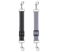 ElevateTech 2Pcs Dog Collar Safety Clip Adjustable Double Ended Handmade Backup Safety Strap Gentle Leader Suitable Dog Harness Small Dogs Collar Walking Running Training Travel (Black Gray)