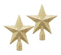 ElevateTech 2Pcs Gold Star Tree Topper Christmas Tree Ornaments Decoration Christmas Decor Holiday Small Star Treetop for Home Party 4 Inch