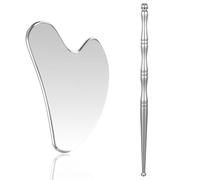 ElevateTech 2Pcs Stainless Steel Gua Sha Acupuncture Pen, Facial Massager Acupressure Needle Tool Manual Reflexology Tools Easy to Use Full Body Deep Tissue (Silver)
